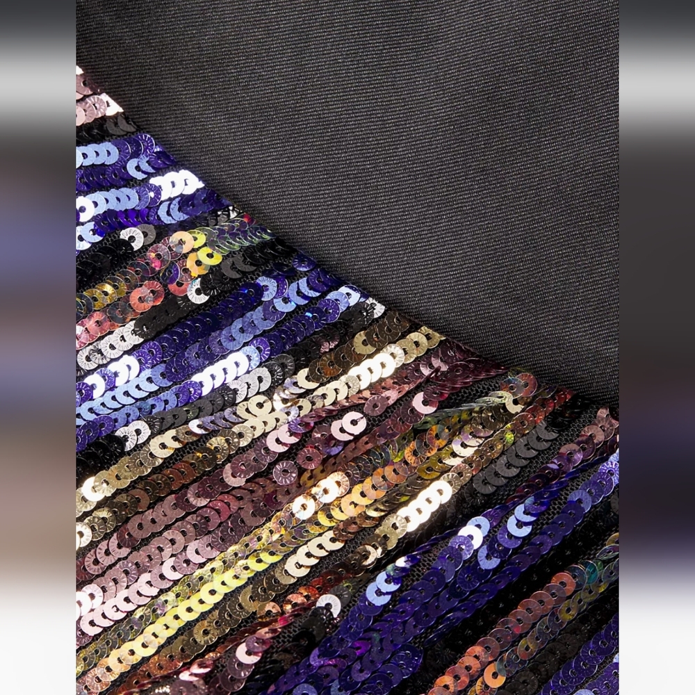 One33 Social Sequined Stripe Cape Minidress, Gold, Purple, Glamourous, NWT, 6 - Picture 7 of 8